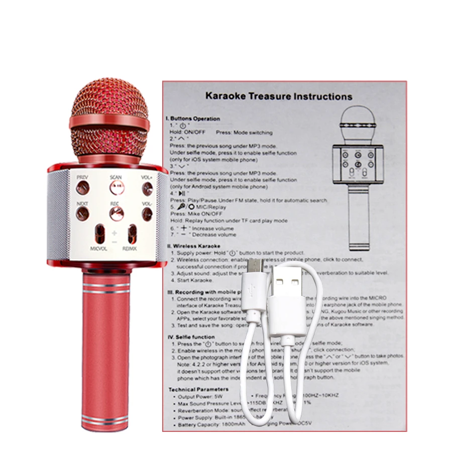 Microphone karaoké Bluetooth ,Microphone Karaoké Portable Sans Fil
